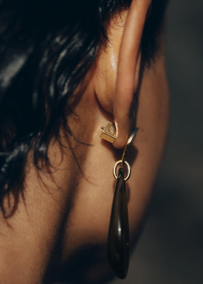 Boucles d'oreilles pendantes Naé - Verre fumé