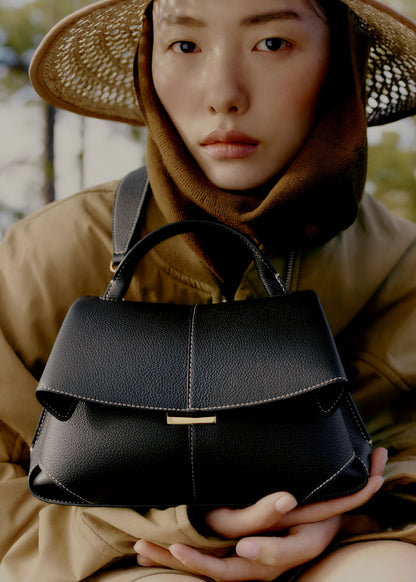 Mokki Mini - Noir Coutures Ecrues Grainé