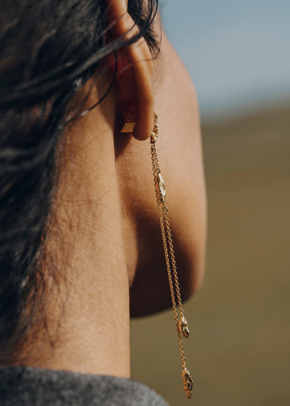 Boucles d'oreilles chaîne Eroz - Dorée à l’or 24 carats