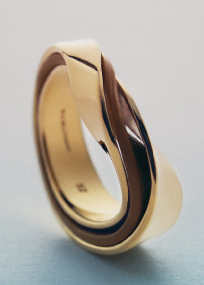 Bague Ormé - Dorée Cuir Camel
