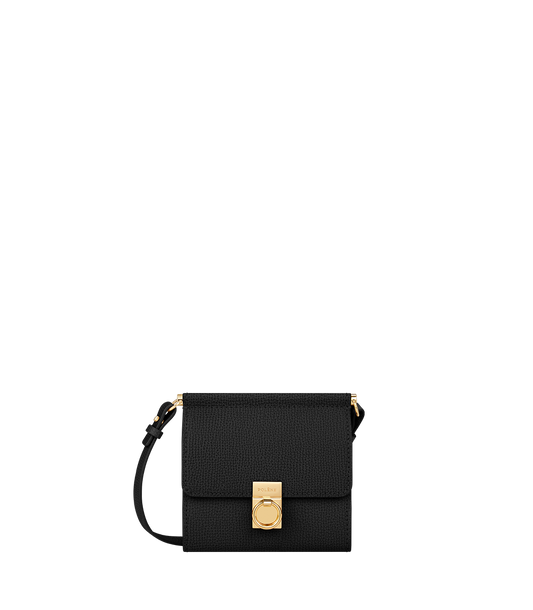 Portefeuille Numéro Sept Bandoulière - Noir Grainé